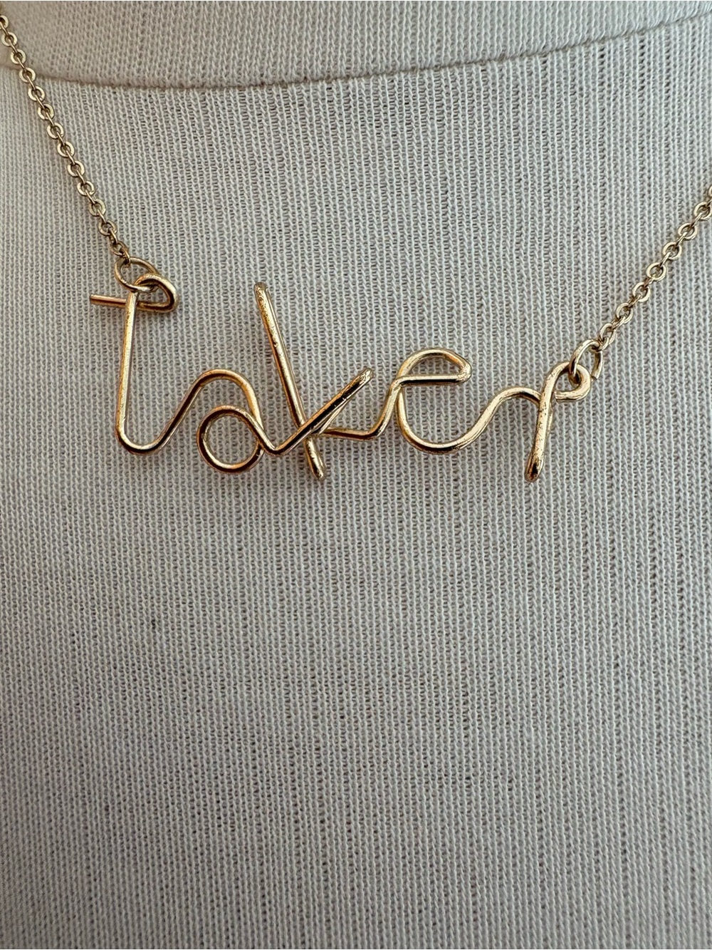 Gold 'Taken' Script Nameplate Necklace - Women Jewelry